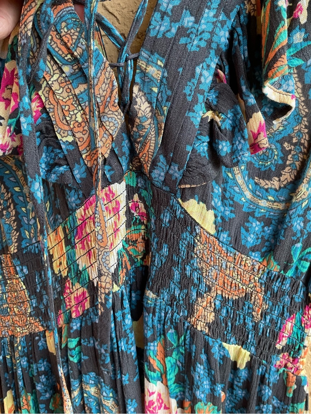 O'NEILL Rose Floral Paisley NOLEE Plunge Open Back Maxi  Boho Dress MEDIUM - Picture 12 of 16